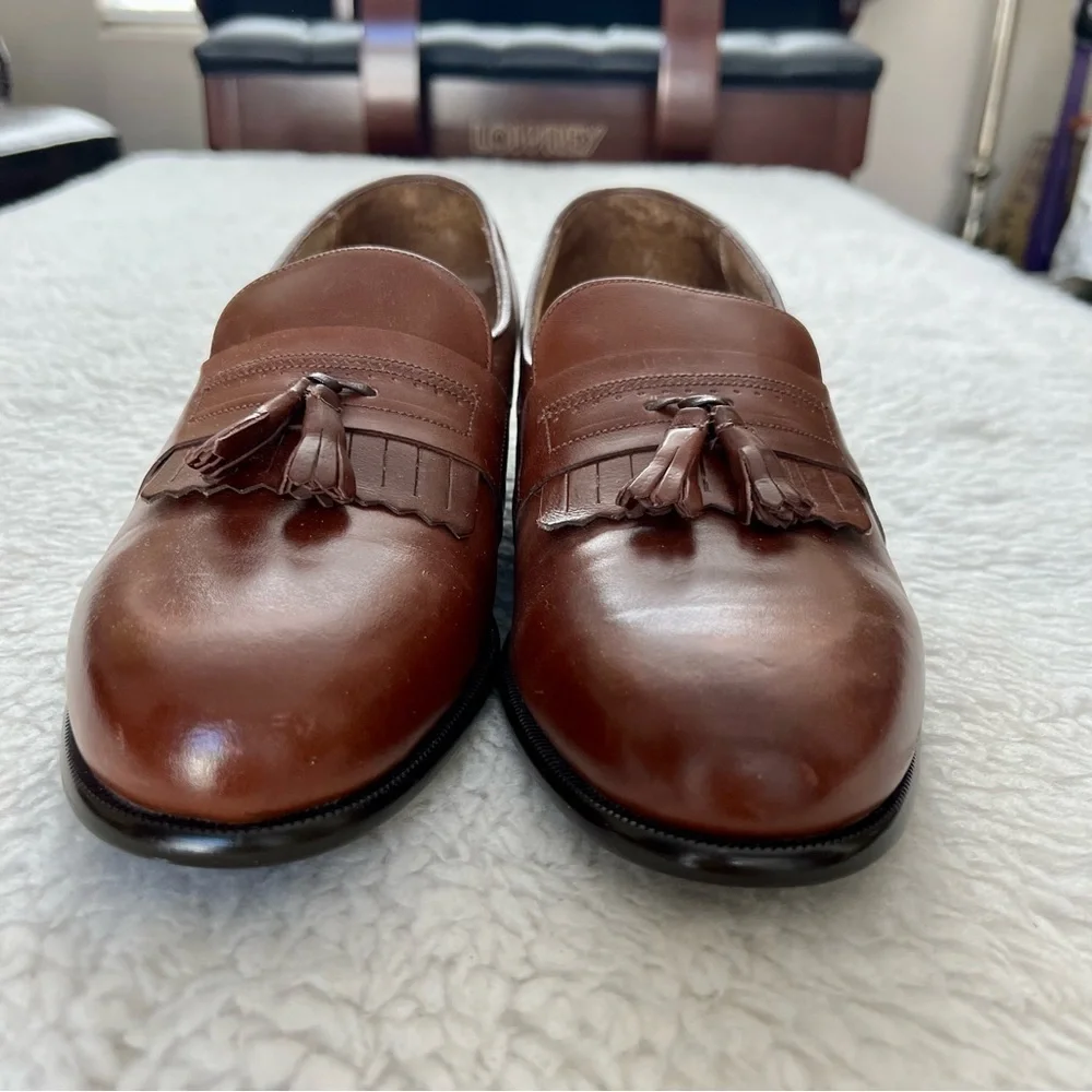 Stuart McGuire Vintage Brown Leather Men’s Slide On Shoes Size 11 D